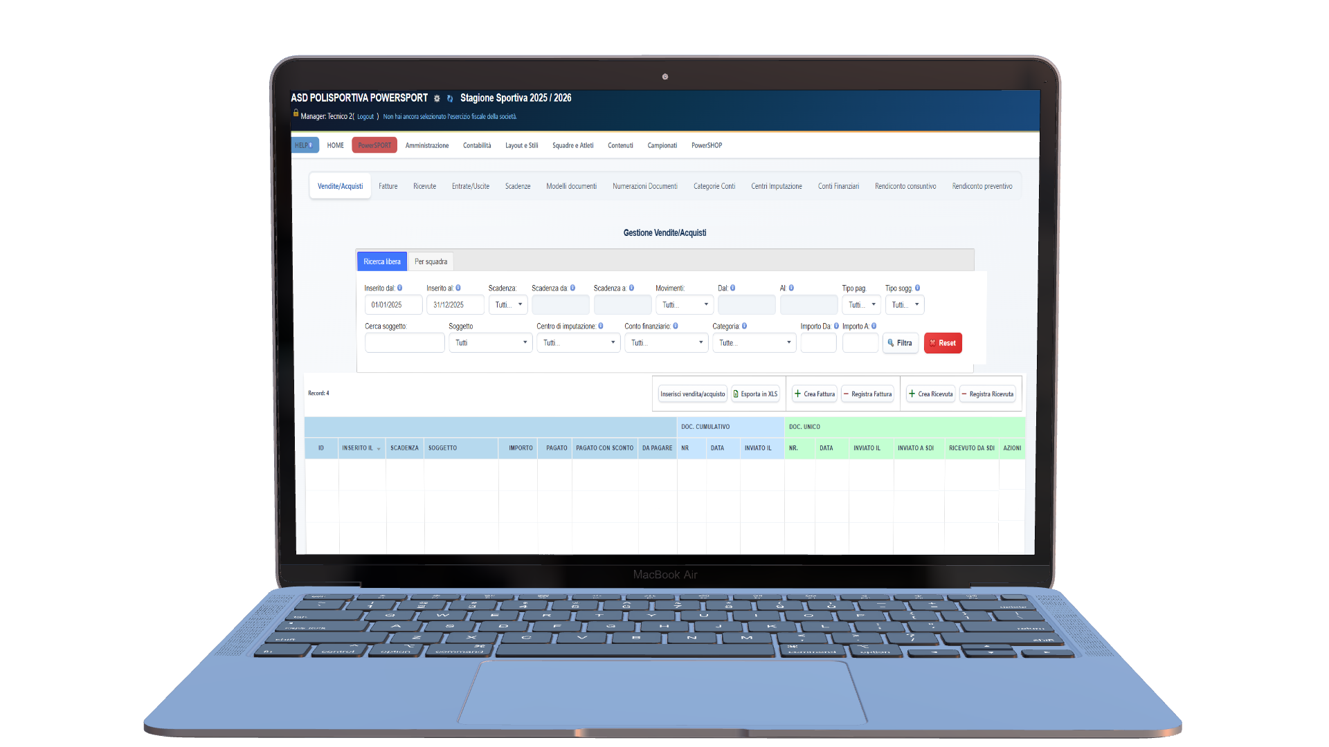 PowerSPORT gestionale